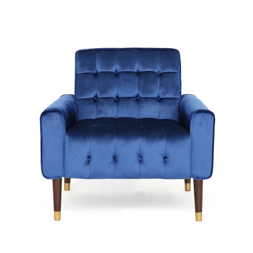 Navy Blue Velvet Tufted Armchair S708893