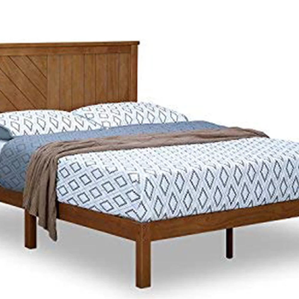 Solid Wood Platform Bed with Headboard King S852