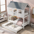 White Bunk Bed with Trundle R556