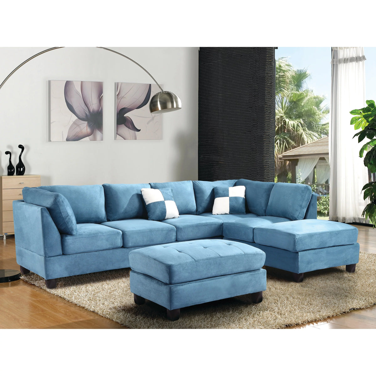 Aqua Microsuede Sectional O395646