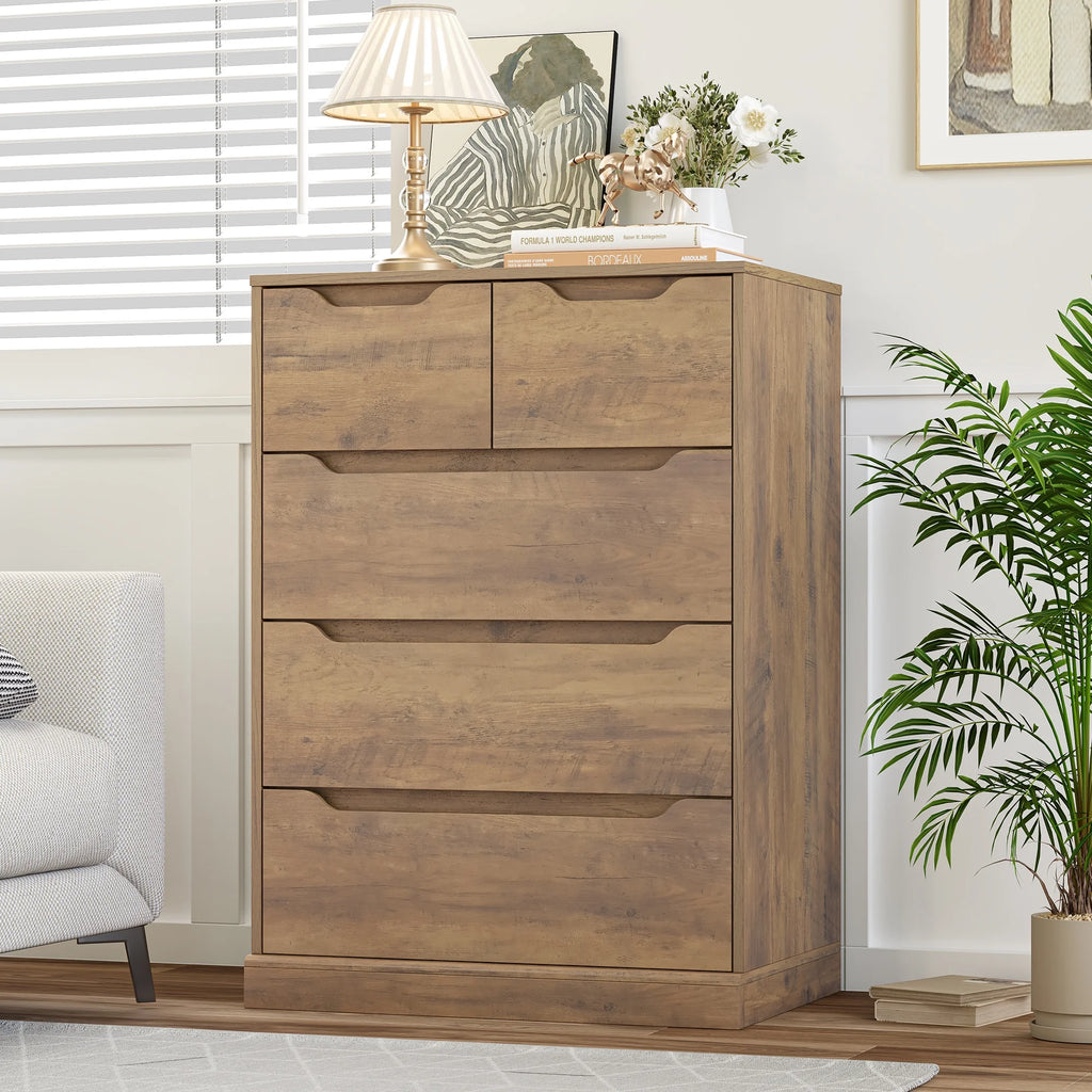 White 5 Drawer Wood Dresser K3379