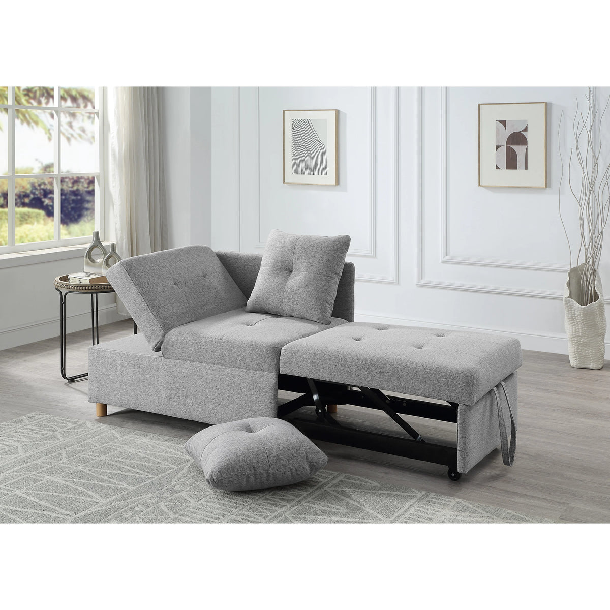 Light Gray Convertible Single Sofa Bed O582746