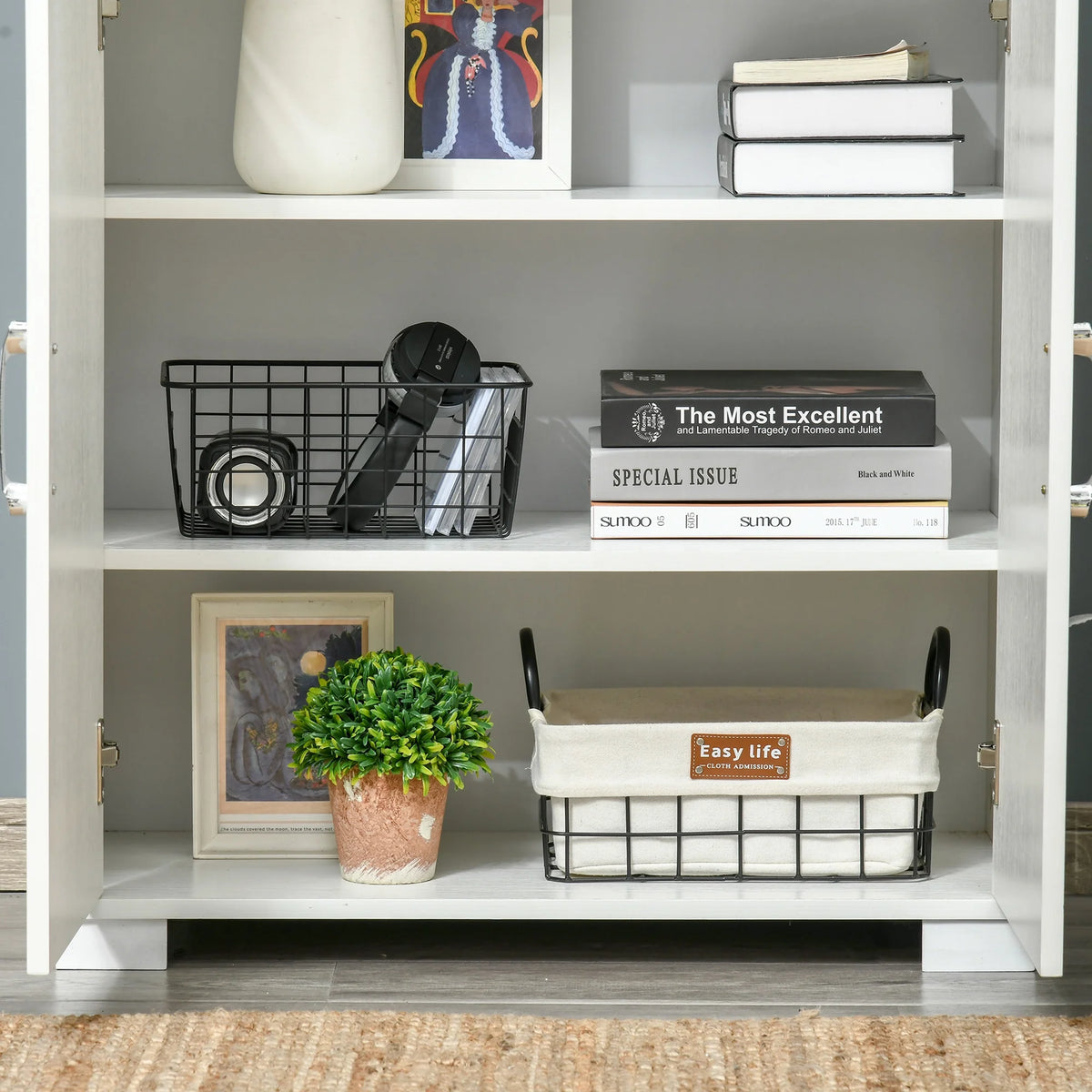 White 4-Door Cabinet with Storage Shelves P75405