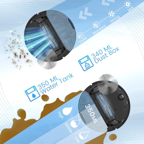 Robot Vacuum and Mop Combo, Self-Emptying, 180mins Runtime, Home Mapping W2333