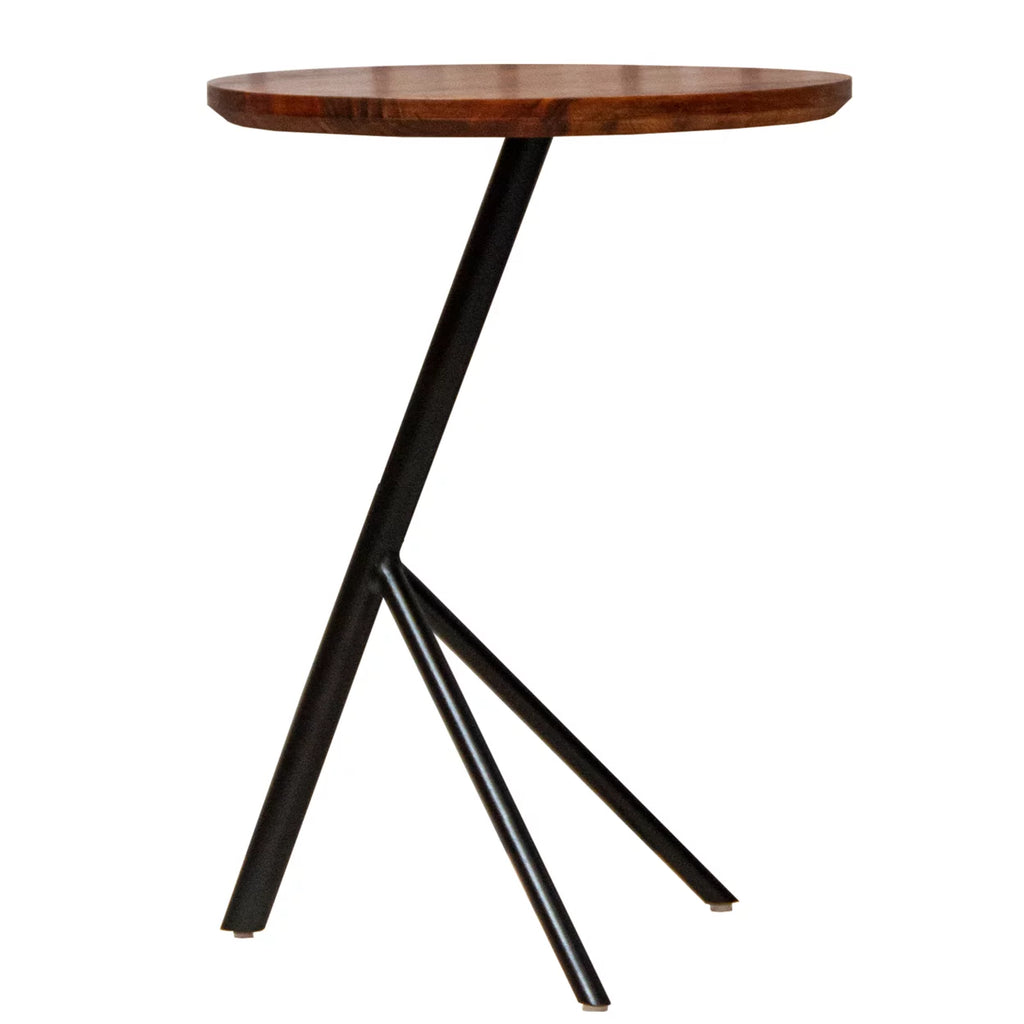 19 Inch Round Acacia Wood End Side Table J8094