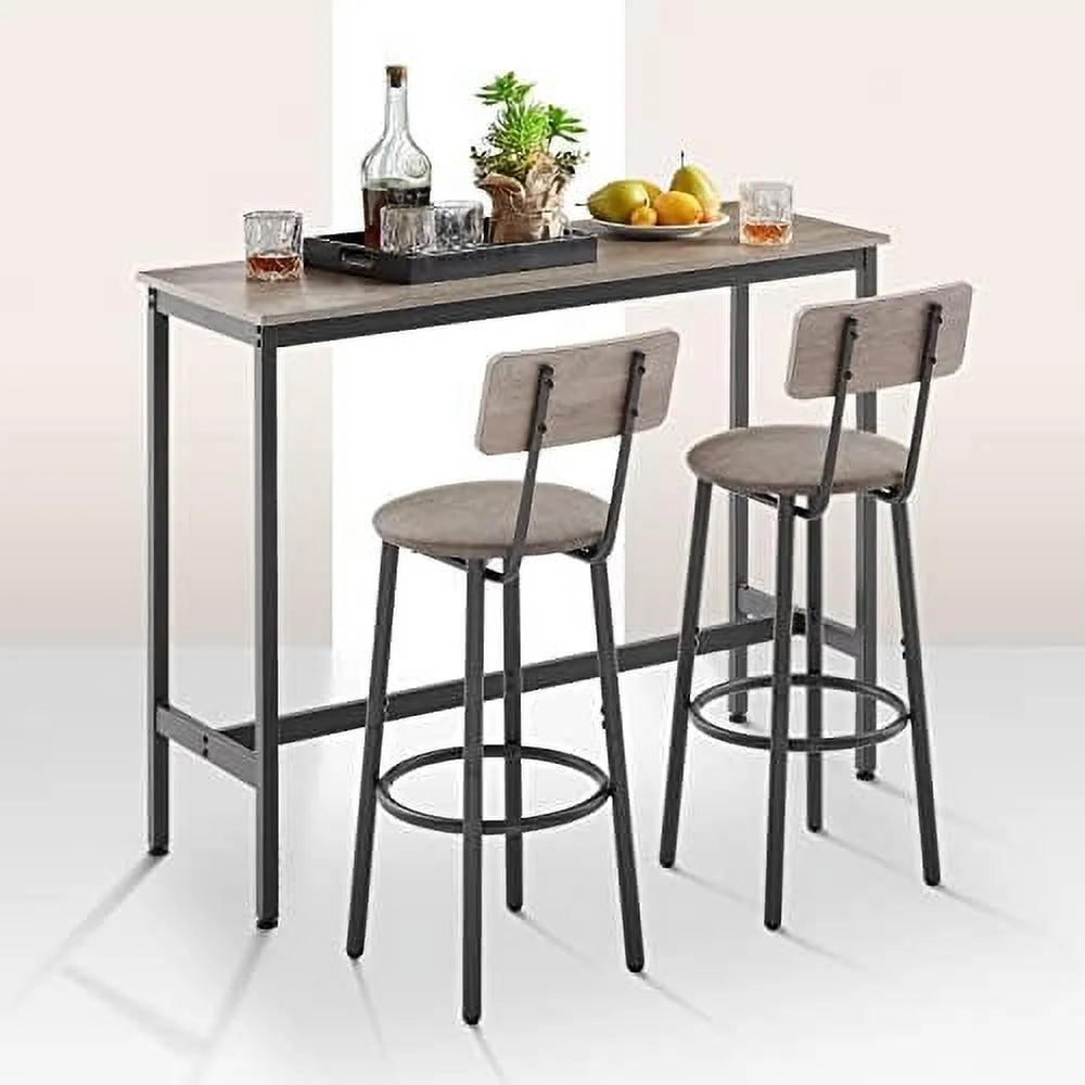3-Piece Rectangle Dining Table and 2 Chairs Set Grey V17667