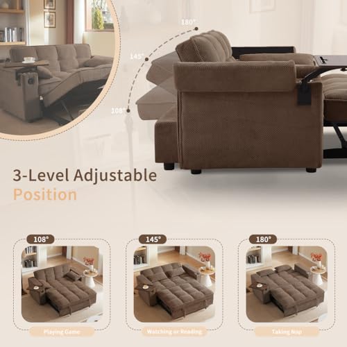 65'' Convertible Sleeper Sofa Bed with Chaise Lounge H4458
