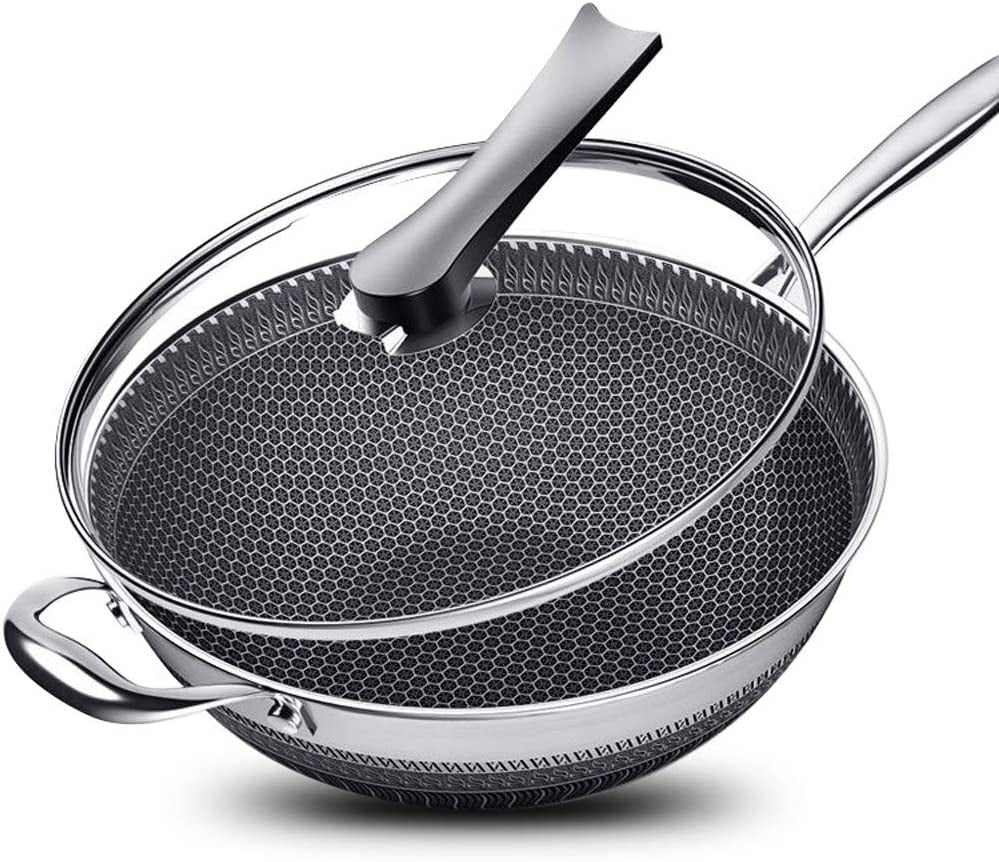 Stainless Steel Non Stick Honeycomb Frying Pan with Glass Lid Z263970