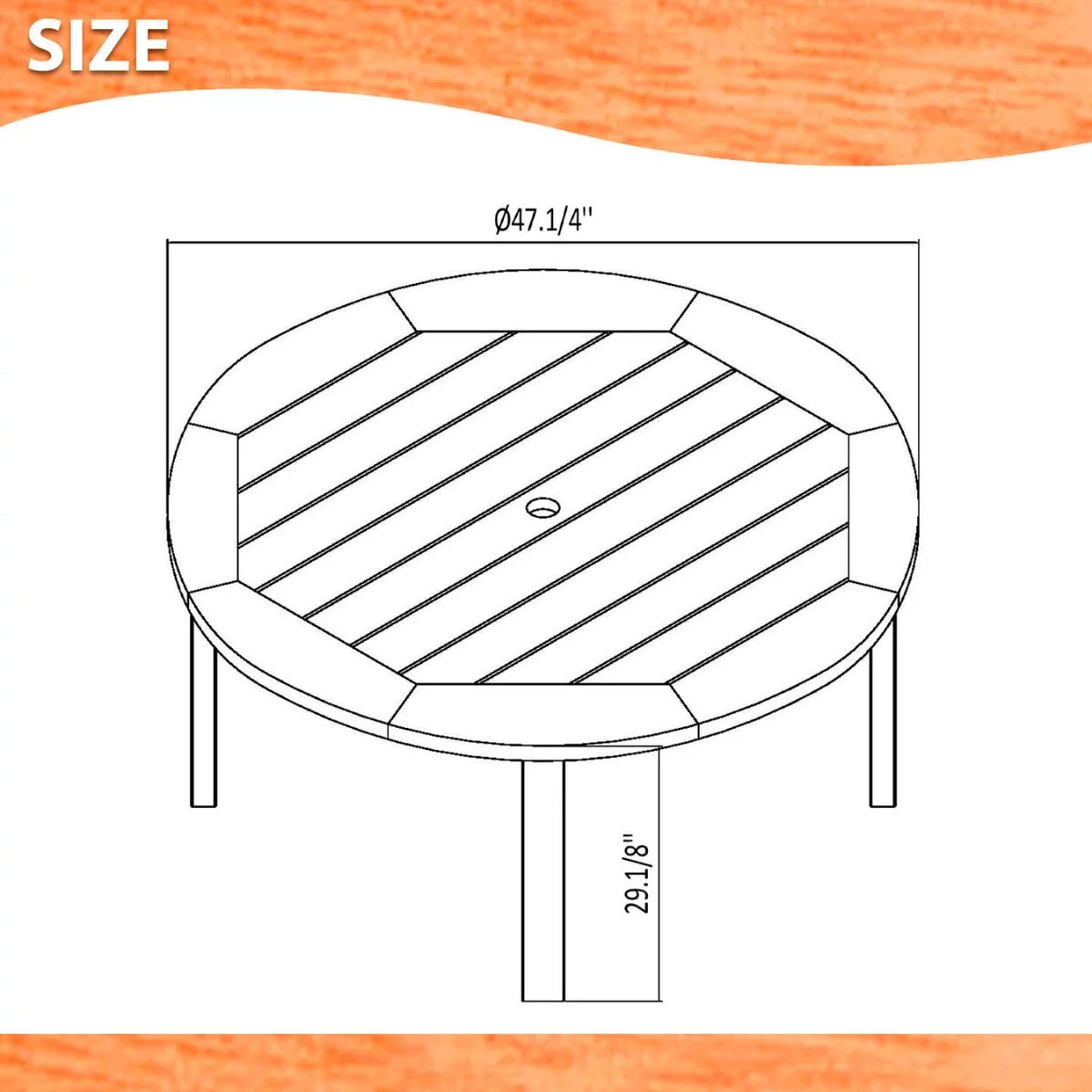 5-Piece Solid Wood Round Patio Dining Set W5067