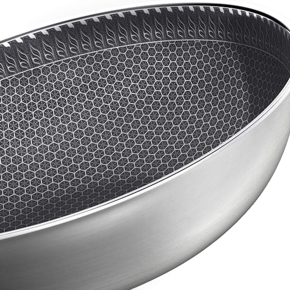 Stainless Steel Non Stick Honeycomb Frying Pan with Glass Lid Z263970