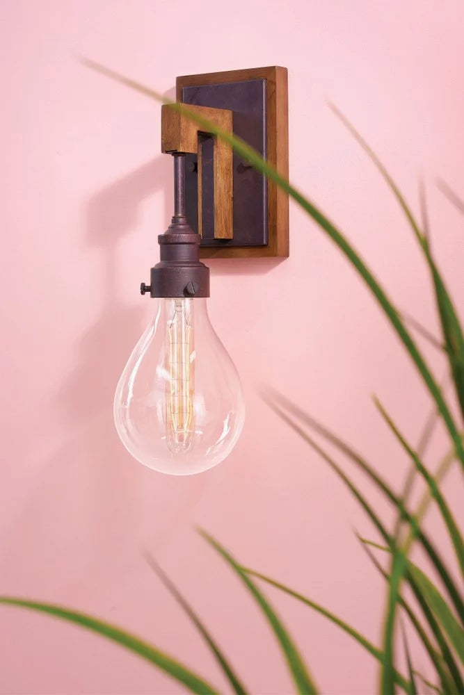 1 Light Farmhouse Wood Wall Sconce with Clear Glass K181378