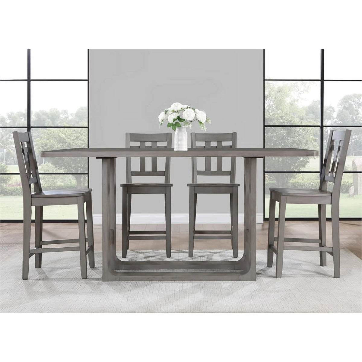 Gray Wood 5-Piece Counter Height Dining Set H1260