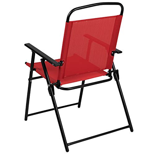 6-Piece Patio Dining Set with Glass Table, Folding Chairs, and Umbrella, Navy U55358