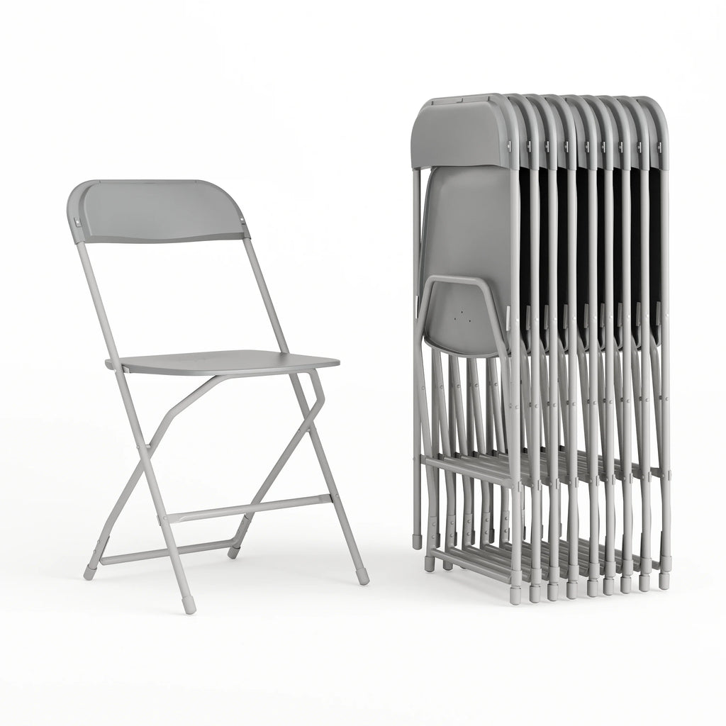 Grey Plastic Folding Chair 10 Pack L8640