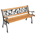 49.5in Hardwood Seat Metal Armrest Garden Bench W81942