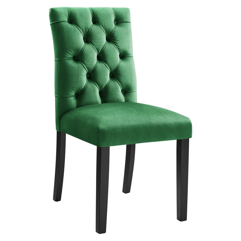 Velvet Dining Chairs Emerald Green Black Set of 2 E444