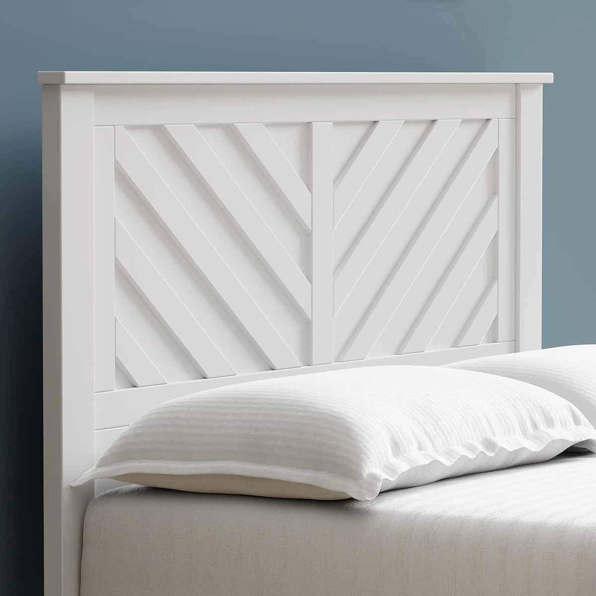 White Wood Panel Full Size Headboard W730531
