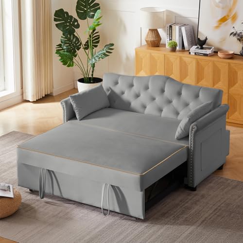 65'' Convertible Sleeper Sofa Bed with Chaise Lounge H4458