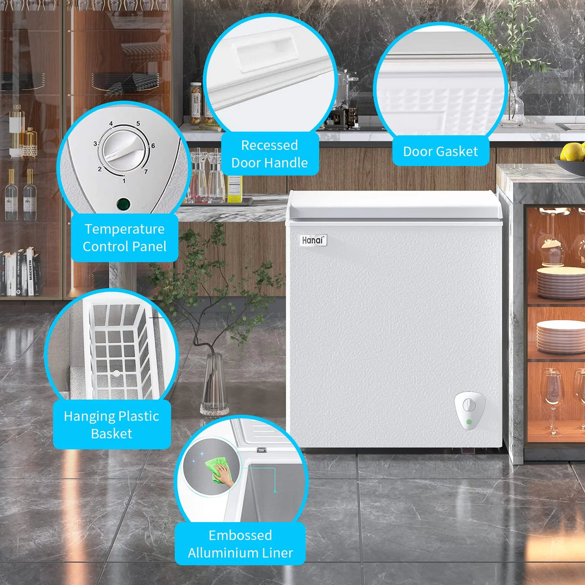 5.0 Cubic Chest Freezer with Removable Storage Basket X467