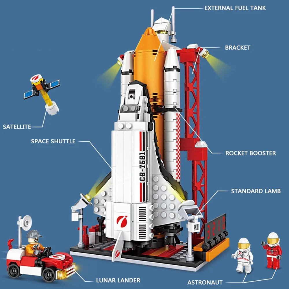Architecture Building Blocks Model Space Astronaut Figures STEM Toys I9434