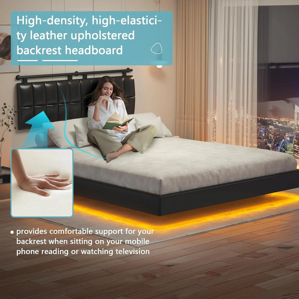 Queen Bed Frame with Charging Station and LED Lights R3525