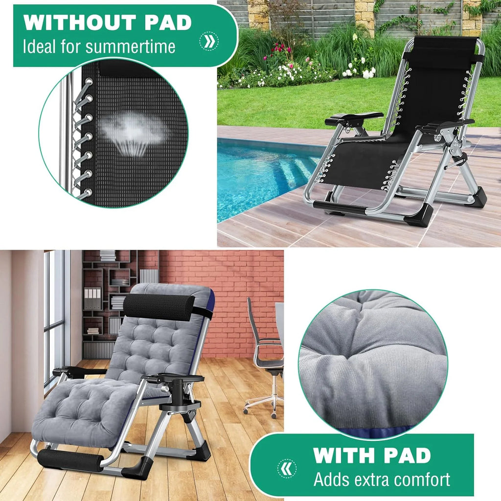XL Zero Gravity Folding Reclining Lounge Chair with Cushion & Tray S86574