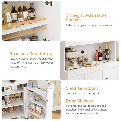Black Kitchen Pantry Storage Cabinet with Microwave Stand M2893