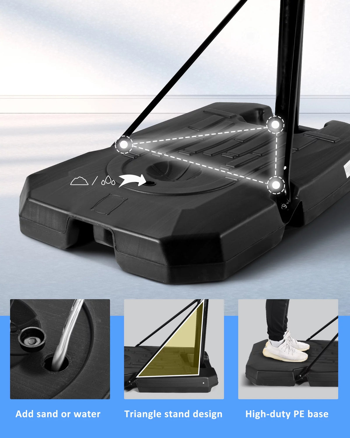 Portable Adjustable Basketball Hoop with 44 inch PVC Backboard U82992