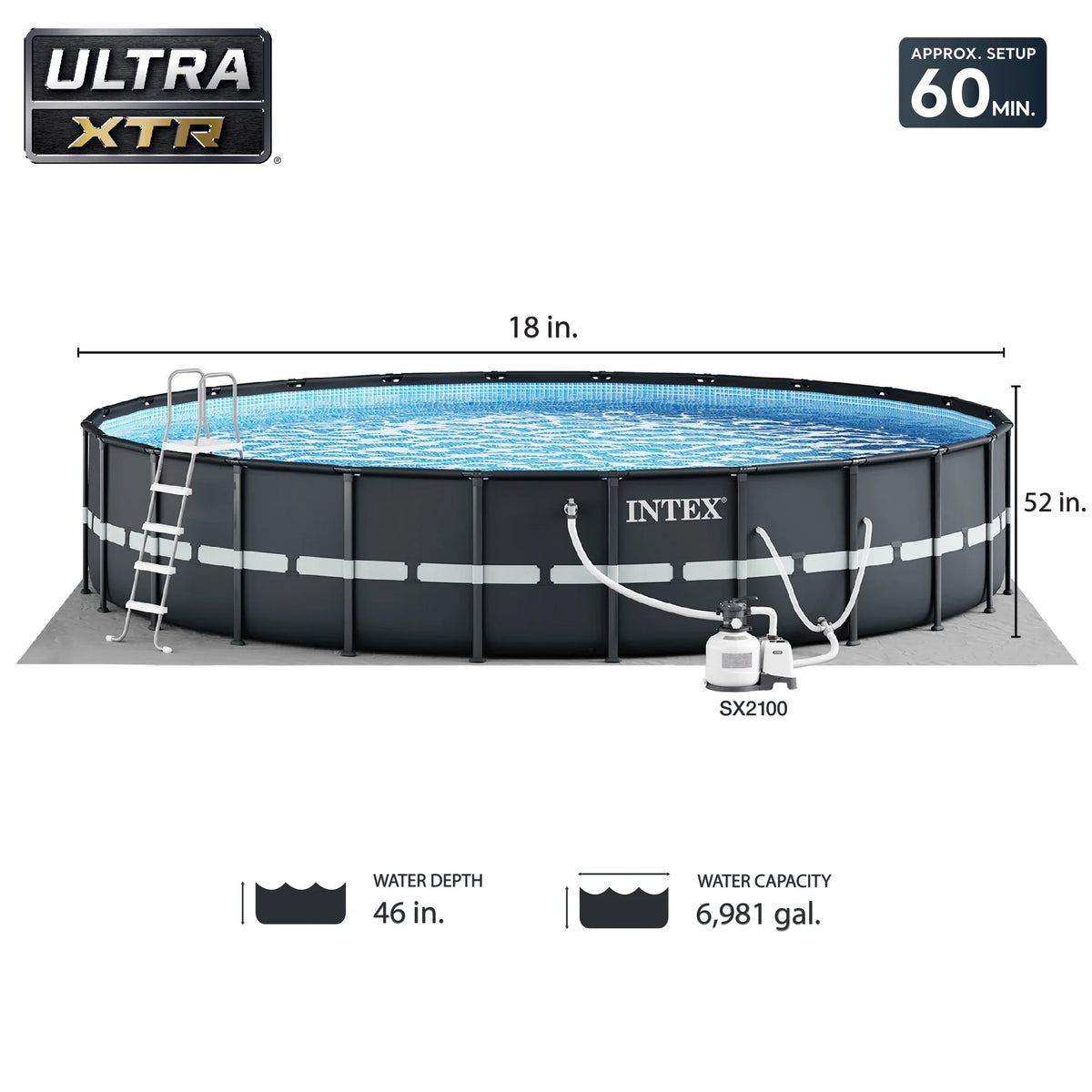 18Ft x 52In Above Ground Swimming Pool Set with Pump X947678