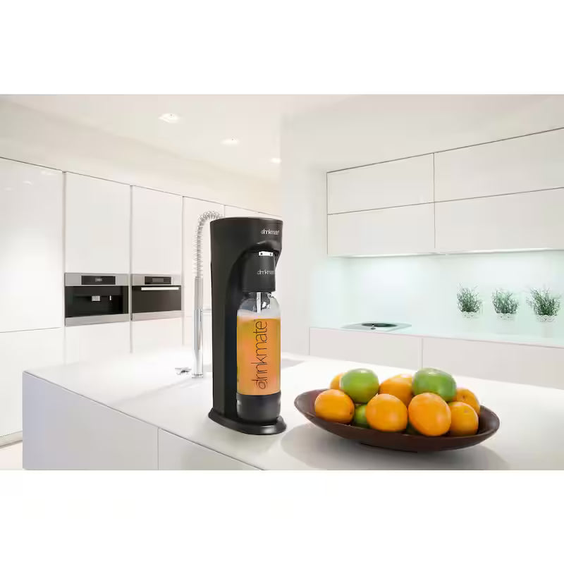 Matt Black Sparkling Water & Soda Maker Machine with 3 CO2 Cartridge, 1L & 0.5L Bottles K10337
