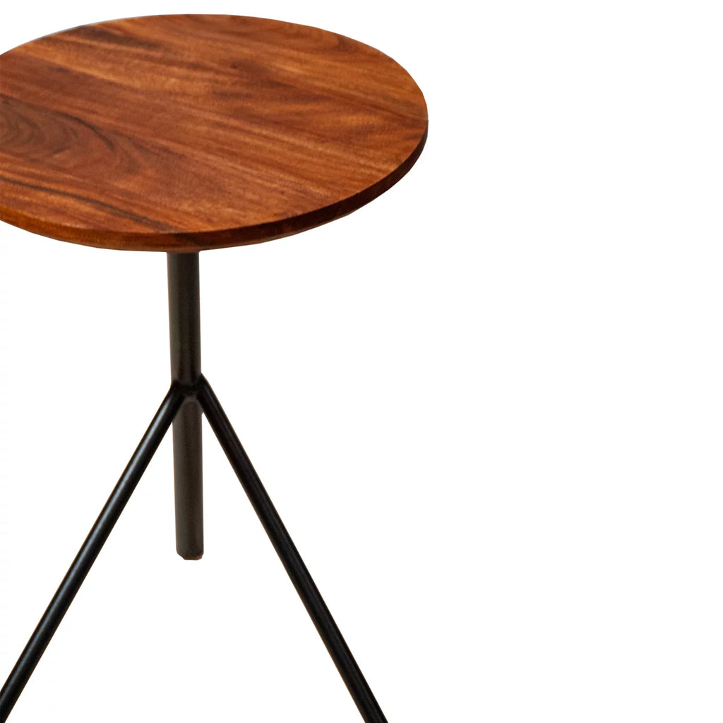 19 Inch Round Acacia Wood End Side Table J8094