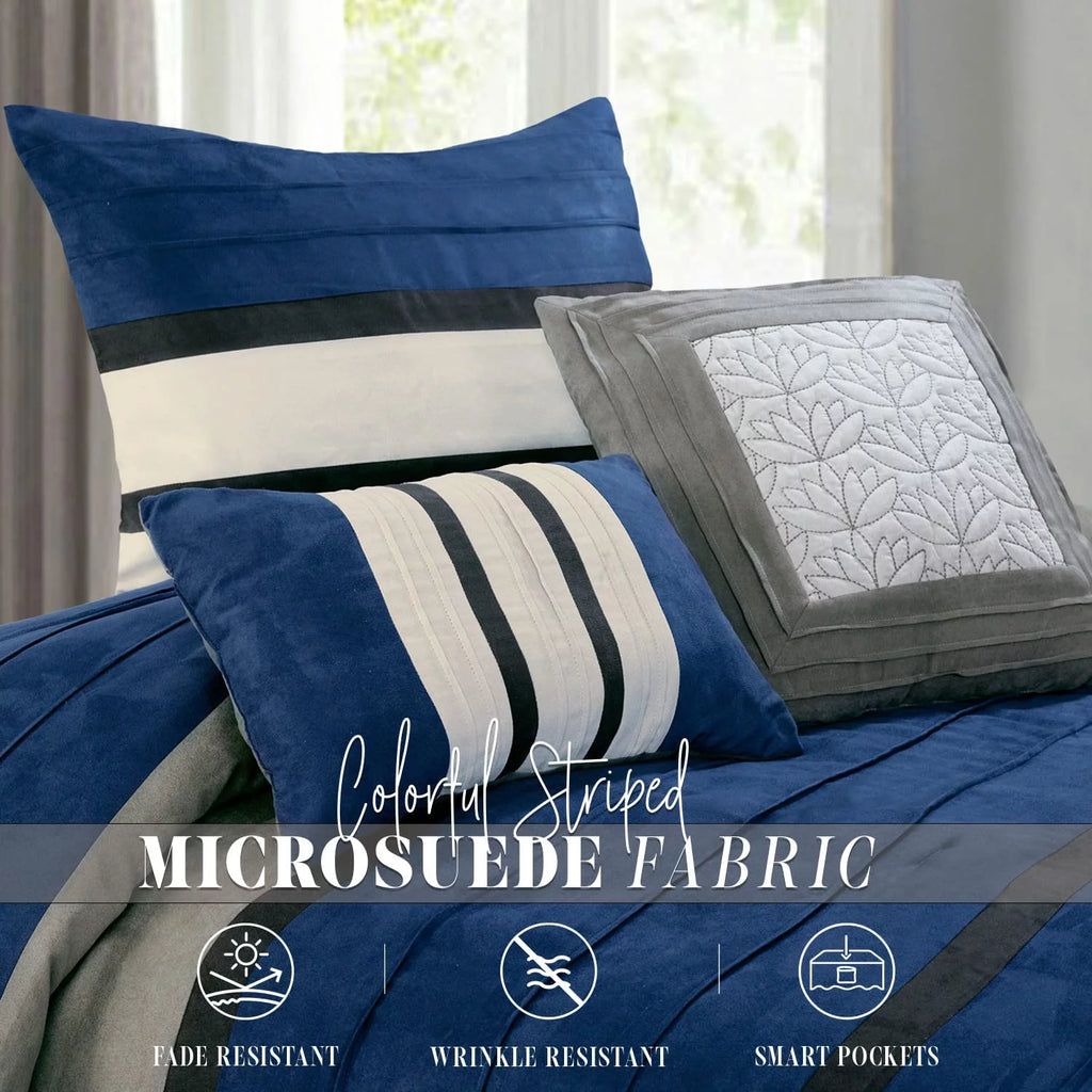 12-Piece Blue Microsuede Comforter Set Full/Queen N41248