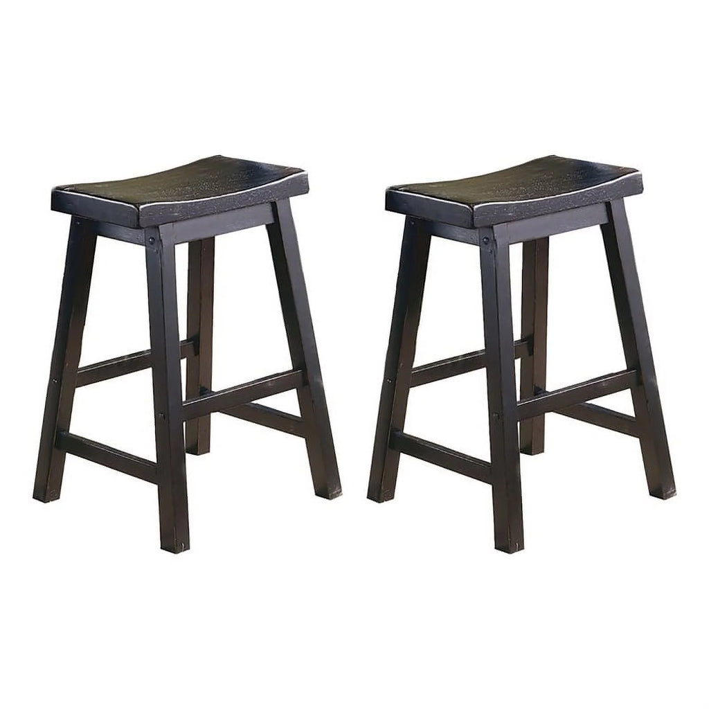 Black Solid Wood Counter Stool Set of 2 L52886