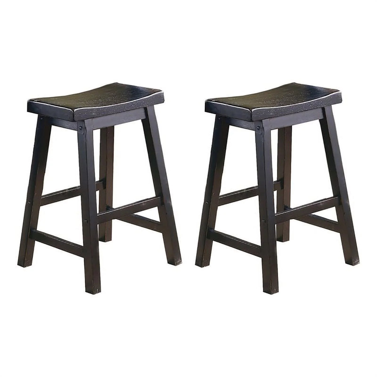 Black Solid Wood Counter Stool Set of 2 L52886