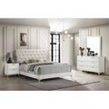 4-piece White and Gold Wood Queen Bedroom Set A5434
