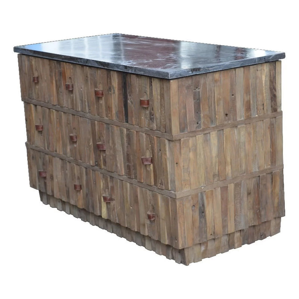 6 Drawer Solid Wood Buffet with Soapstone Top D74021